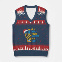 Xmas Hanukkah Interfaith Family Gift V-Neck Knit Sweater Vest In A World Full Of Darkness Be A Light - Wonder Print Shop