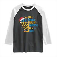 Christmas Hanukkah Interfaith Family Gift Raglan Shirt In A World Full Of Darkness Be A Light - Wonder Print Shop