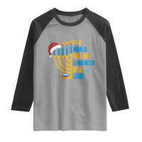 Christmas Hanukkah Interfaith Family Gift Raglan Shirt In A World Full Of Darkness Be A Light - Wonder Print Shop