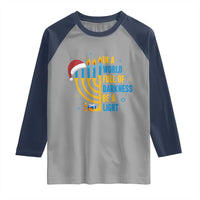 Christmas Hanukkah Interfaith Family Gift Raglan Shirt In A World Full Of Darkness Be A Light - Wonder Print Shop