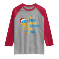 Christmas Hanukkah Interfaith Family Gift Raglan Shirt In A World Full Of Darkness Be A Light - Wonder Print Shop