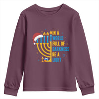 Christmas Hanukkah Interfaith Family Gift Youth Sweatshirt In A World Full Of Darkness Be A Light - Wonder Print Shop
