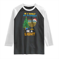 Be A Light Christmas Hanukkah Raglan Shirt Interfaith Family Gift - Wonder Print Shop