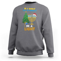 Be A Light Christmas Hanukkah Sweatshirt Interfaith Family Gift - Wonder Print Shop