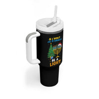 Be A Light Christmas Hanukkah Tumbler With Handle Interfaith Family Gift - Wonder Print Shop