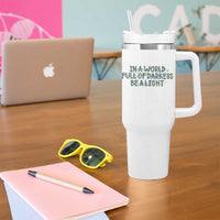 In A World Full Of Darkness Be A Light Tumbler With Handle Christmas Quote Gift - Wonder Print Shop