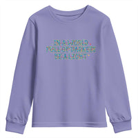 In A World Full Of Darkness Be A Light Youth Sweatshirt Christmas Quote Gift - Wonder Print Shop