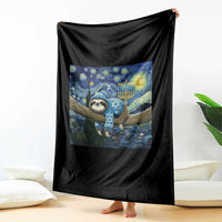 Funny Hanukkah Sloth Throw Blanket Van Gogh Starry Night Jewish Gift - Wonder Print Shop