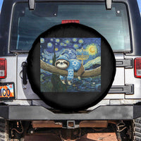 Funny Hanukkah Sloth Spare Tire Cover Van Gogh Starry Night Jewish Gift - Wonder Print Shop