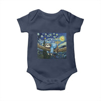 Funny Hanukkah Sloth Baby Onesie Van Gogh Starry Night Jewish Gift - Wonder Print Shop
