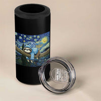 Funny Hanukkah Sloth 4 in 1 Can Cooler Tumbler Van Gogh Starry Night Jewish Gift - Wonder Print Shop