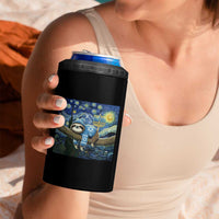 Funny Hanukkah Sloth 4 in 1 Can Cooler Tumbler Van Gogh Starry Night Jewish Gift - Wonder Print Shop