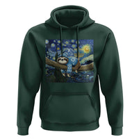Funny Hanukkah Sloth Hoodie Van Gogh Starry Night Jewish Gift - Wonder Print Shop