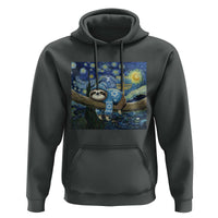 Funny Hanukkah Sloth Hoodie Van Gogh Starry Night Jewish Gift - Wonder Print Shop