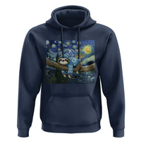 Funny Hanukkah Sloth Hoodie Van Gogh Starry Night Jewish Gift - Wonder Print Shop