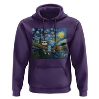 Funny Hanukkah Sloth Hoodie Van Gogh Starry Night Jewish Gift - Wonder Print Shop