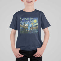Funny Hanukkah Sloth T Shirt For Kid Van Gogh Starry Night Jewish Gift - Wonder Print Shop