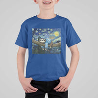 Funny Hanukkah Sloth T Shirt For Kid Van Gogh Starry Night Jewish Gift - Wonder Print Shop