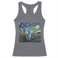 Funny Hanukkah Sloth Racerback Tank Top Van Gogh Starry Night Jewish Gift - Wonder Print Shop