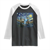 Funny Hanukkah Sloth Raglan Shirt Van Gogh Starry Night Jewish Gift - Wonder Print Shop