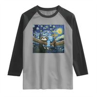 Funny Hanukkah Sloth Raglan Shirt Van Gogh Starry Night Jewish Gift - Wonder Print Shop