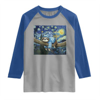 Funny Hanukkah Sloth Raglan Shirt Van Gogh Starry Night Jewish Gift - Wonder Print Shop