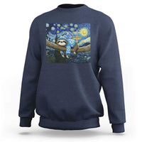 Funny Hanukkah Sloth Sweatshirt Van Gogh Starry Night Jewish Gift - Wonder Print Shop