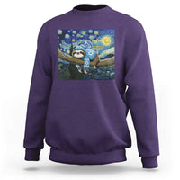 Funny Hanukkah Sloth Sweatshirt Van Gogh Starry Night Jewish Gift - Wonder Print Shop