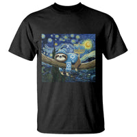 Funny Hanukkah Sloth T Shirt Van Gogh Starry Night Jewish Gift - Wonder Print Shop