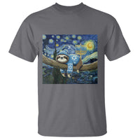 Funny Hanukkah Sloth T Shirt Van Gogh Starry Night Jewish Gift - Wonder Print Shop