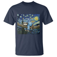 Funny Hanukkah Sloth T Shirt Van Gogh Starry Night Jewish Gift - Wonder Print Shop
