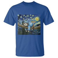 Funny Hanukkah Sloth T Shirt Van Gogh Starry Night Jewish Gift - Wonder Print Shop