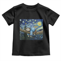 Funny Hanukkah Sloth Toddler T Shirt Van Gogh Starry Night Jewish Gift - Wonder Print Shop