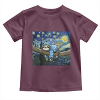 Funny Hanukkah Sloth Toddler T Shirt Van Gogh Starry Night Jewish Gift - Wonder Print Shop