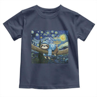 Funny Hanukkah Sloth Toddler T Shirt Van Gogh Starry Night Jewish Gift - Wonder Print Shop