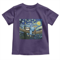 Funny Hanukkah Sloth Toddler T Shirt Van Gogh Starry Night Jewish Gift - Wonder Print Shop