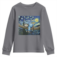 Funny Hanukkah Sloth Youth Sweatshirt Van Gogh Starry Night Jewish Gift - Wonder Print Shop