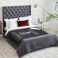 Happy Hanukkah Ugly Sweater Throw Blanket Funny Sloth Carrying Menorah Jewish Gift - Wonder Print Shop