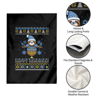 Happy Hanukkah Ugly Sweater Garden Flag Funny Sloth Carrying Menorah Jewish Gift - Wonder Print Shop
