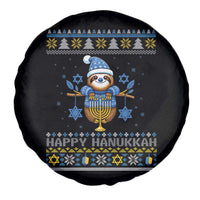 Happy Hanukkah Ugly Sweater Spare Tire Cover Funny Sloth Carrying Menorah Jewish Gift - Wonder Print Shop