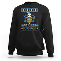 Happy Hanukkah Ugly Sweater Sweatshirt Funny Sloth Carrying Menorah Jewish Gift - Wonder Print Shop