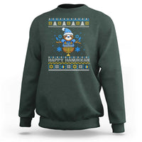 Happy Hanukkah Ugly Sweater Sweatshirt Funny Sloth Carrying Menorah Jewish Gift - Wonder Print Shop