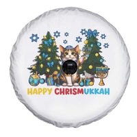 Happy Chrismukkah Spare Tire Cover Funny Christmas Hanukkah Cat Lover Gift - Wonder Print Shop
