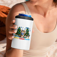 Happy Chrismukkah 4 in 1 Can Cooler Tumbler Funny Christmas Hanukkah Cat Lover Gift - Wonder Print Shop