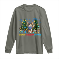Happy Chrismukkah Long Sleeve Shirt Funny Christmas Hanukkah Cat Lover Gift - Wonder Print Shop
