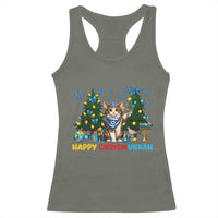 Happy Chrismukkah Racerback Tank Top Funny Christmas Hanukkah Cat Lover Gift - Wonder Print Shop