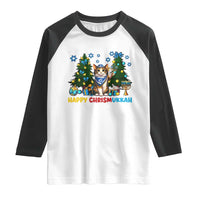 Happy Chrismukkah Raglan Shirt Funny Christmas Hanukkah Cat Lover Gift - Wonder Print Shop