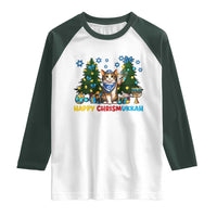 Happy Chrismukkah Raglan Shirt Funny Christmas Hanukkah Cat Lover Gift - Wonder Print Shop