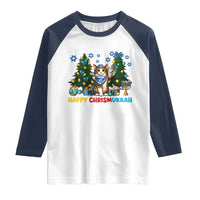 Happy Chrismukkah Raglan Shirt Funny Christmas Hanukkah Cat Lover Gift - Wonder Print Shop