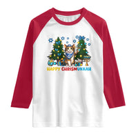 Happy Chrismukkah Raglan Shirt Funny Christmas Hanukkah Cat Lover Gift - Wonder Print Shop